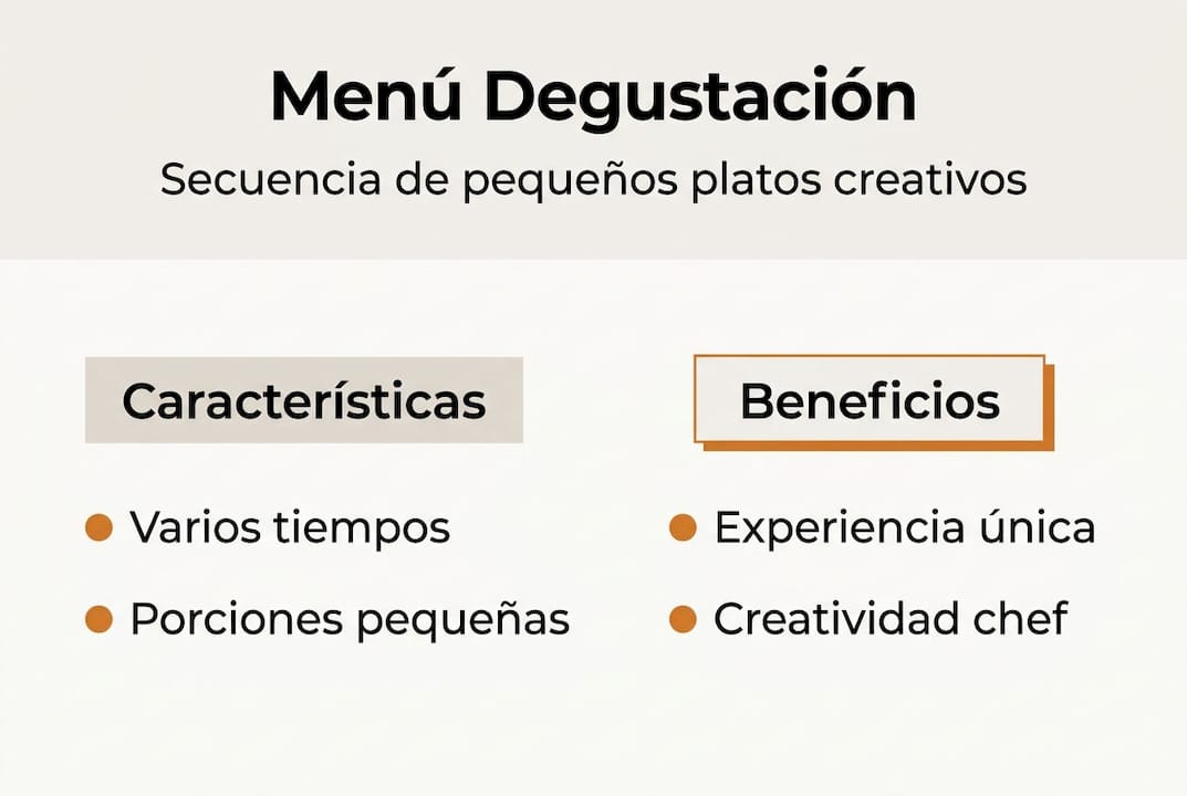 Infografía visual con los aspectos esenciales de un menú degustación