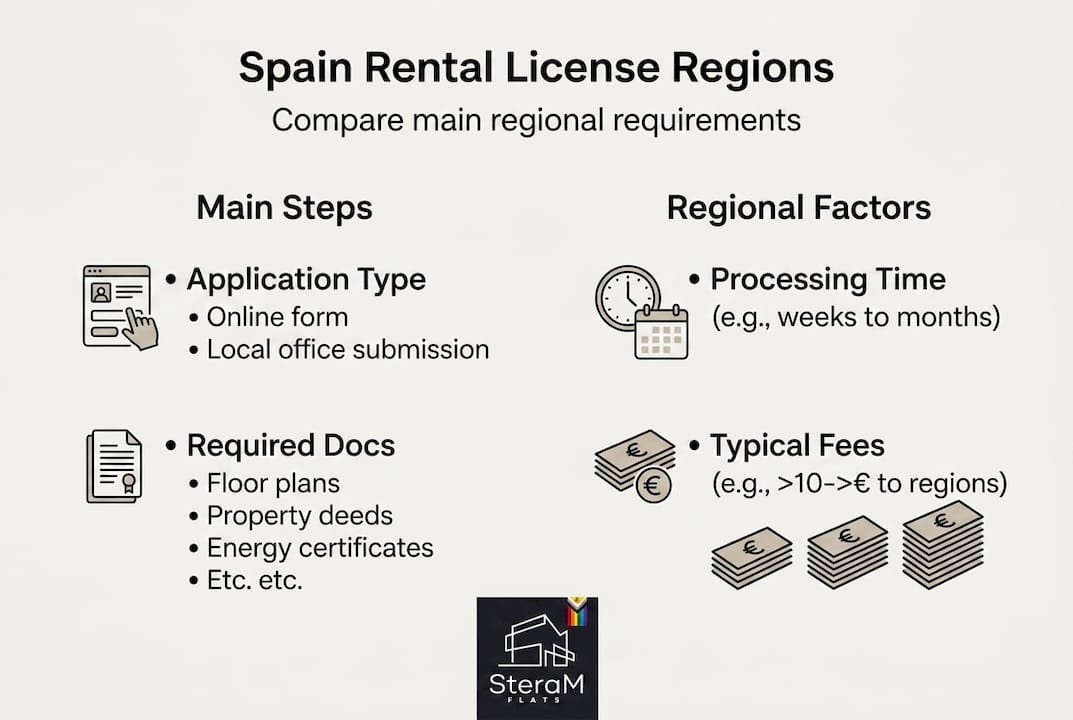 Infographic comparing Spain rental license regions