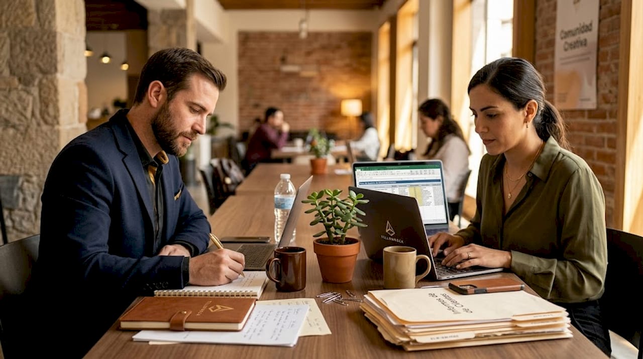 Un grupo de compañeros analiza juntos las mejores estrategias para gestionar la reputación de la empresa.