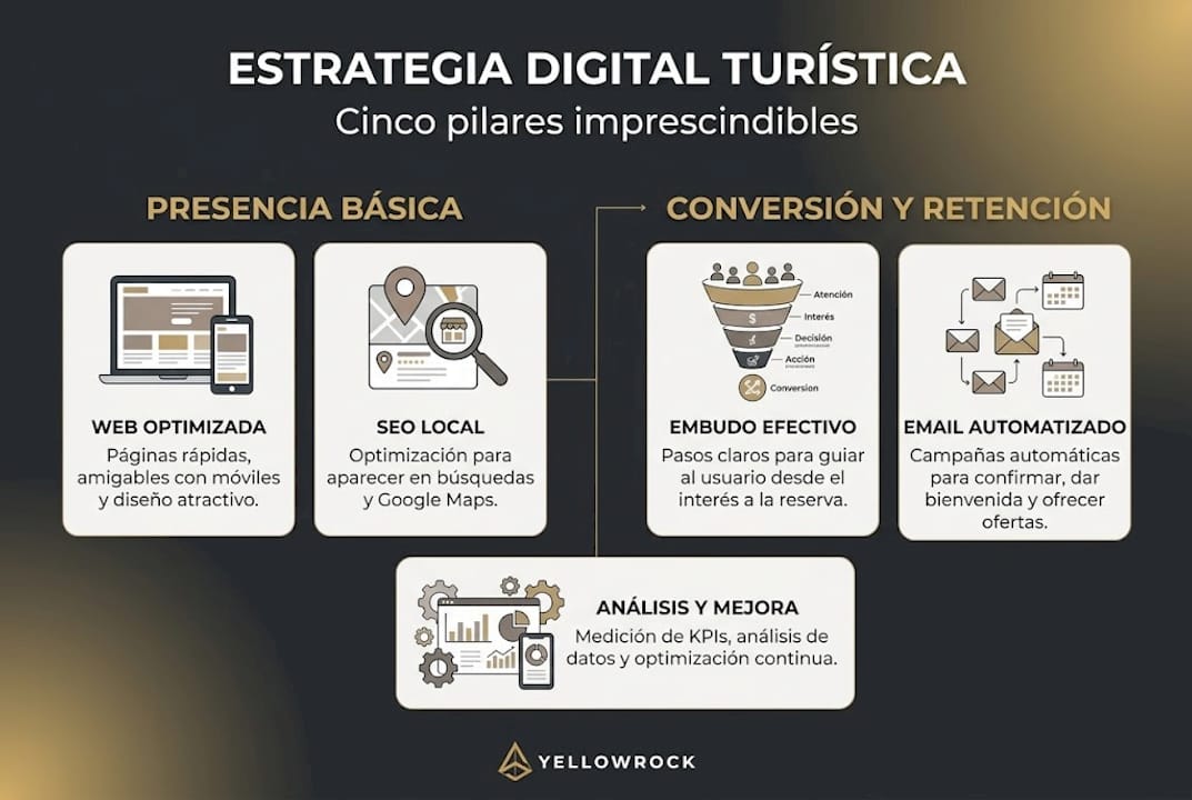 Infografía sobre los fundamentos clave para una estrategia turística efectiva