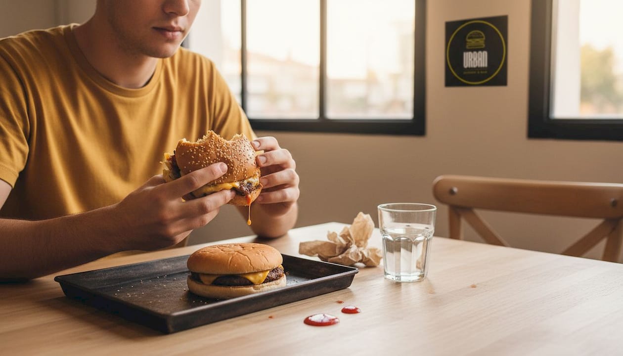 Diferencias entre una hamburguesa casera y una industrial servidas en la mesa