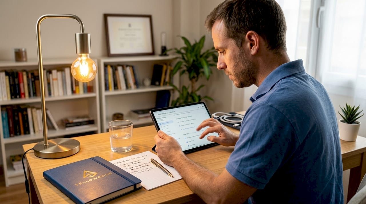 Un hombre mejora su perfil de Google cómodamente desde su casa.