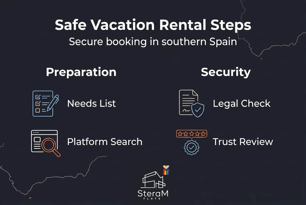 Infographic outlining safe rental steps