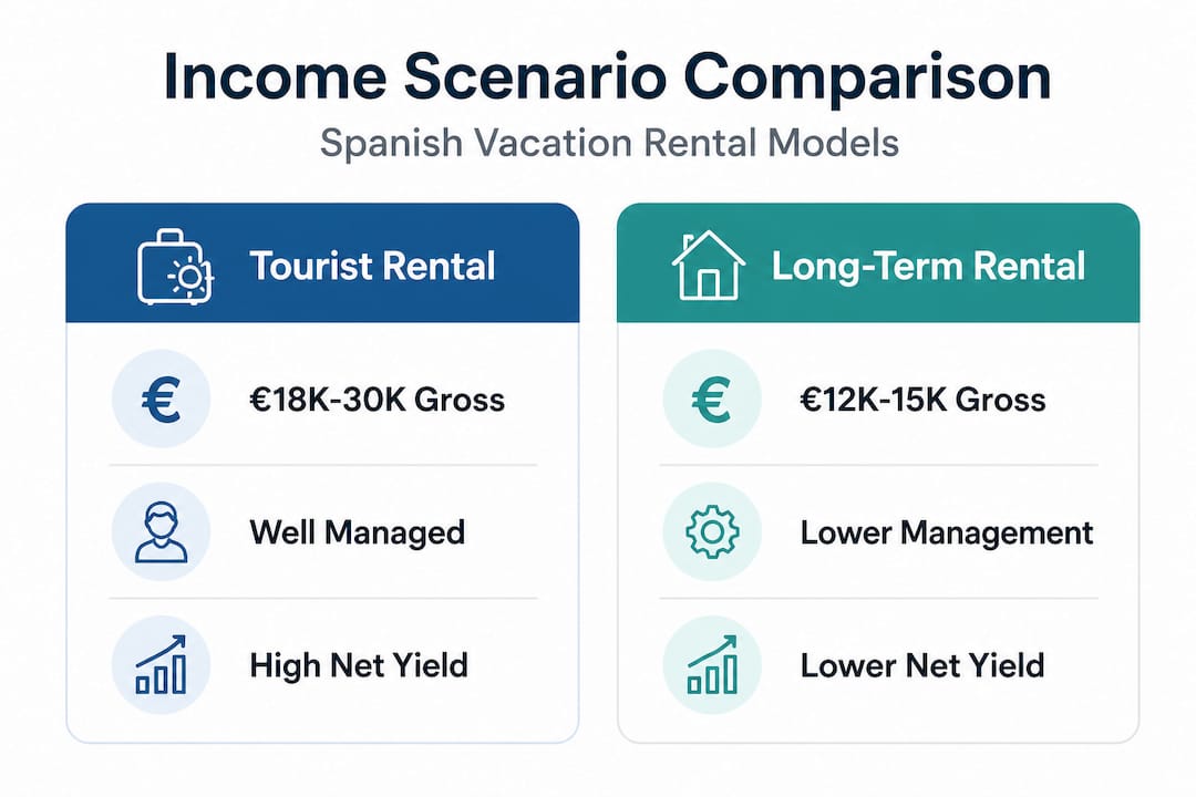 Infographic comparing tourist and long-term rental income