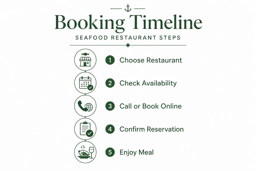 Infographic showing steps to reserve seafood restaurant