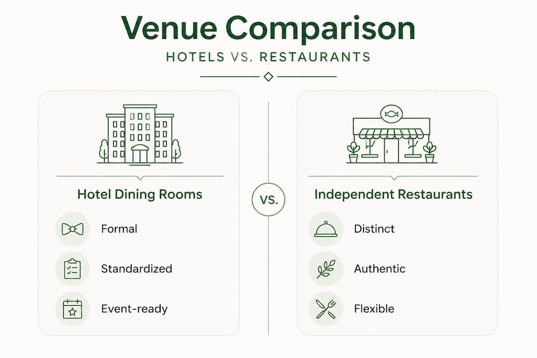 Infographic comparing hotel and restaurant dining