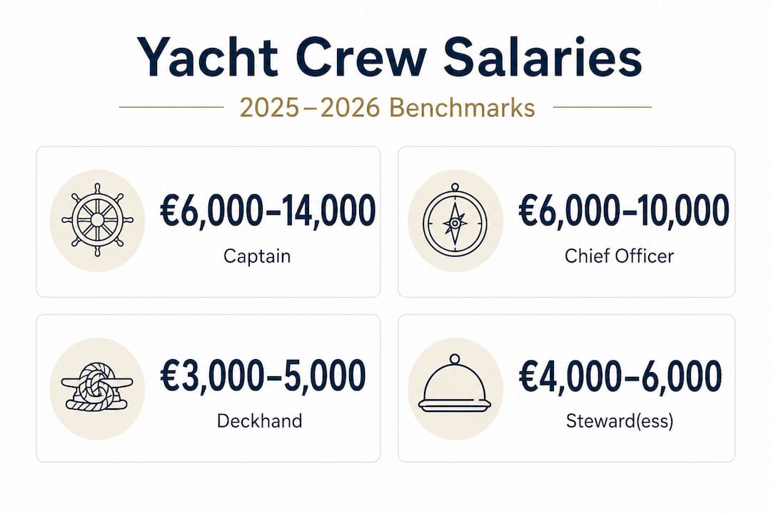 Infographic showing yacht crew salary benchmarks
