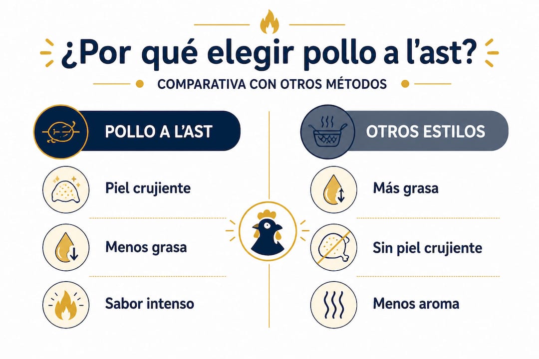 ¿En qué se diferencia el pollo a l’ast de otros tipos de pollo asado?