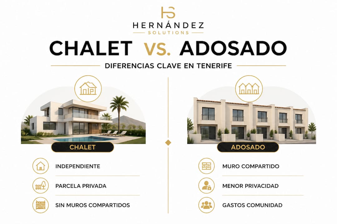 Infografía sobre las diferencias entre chalets y casas adosadas en Tenerife
