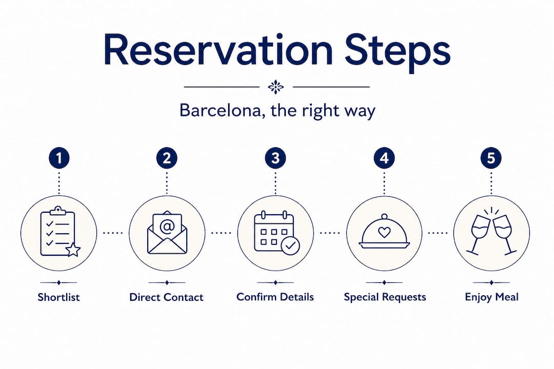 Infographic Barcelona reservation steps and sequence