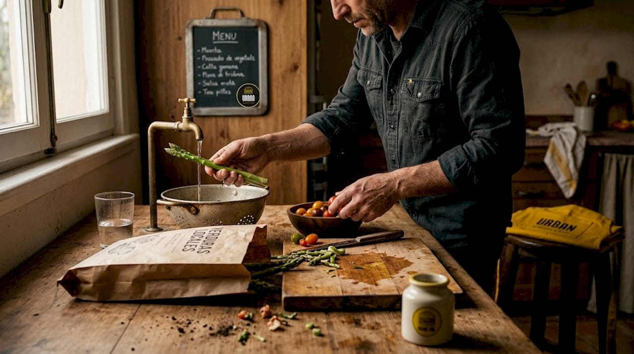 Preparando cuidadosamente los mejores ingredientes frescos y de calidad gourmet