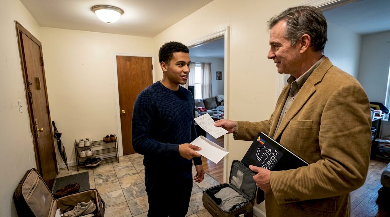 Landlord and tenant exchange security deposit receipt