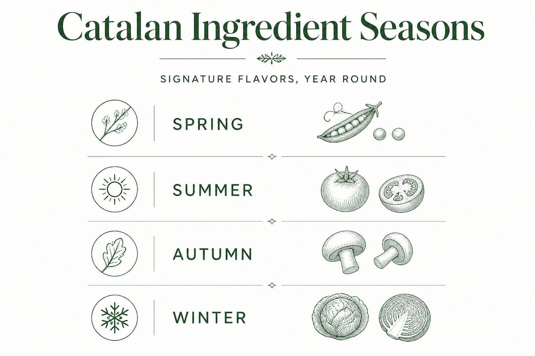 Infographic showing Catalan ingredient seasons