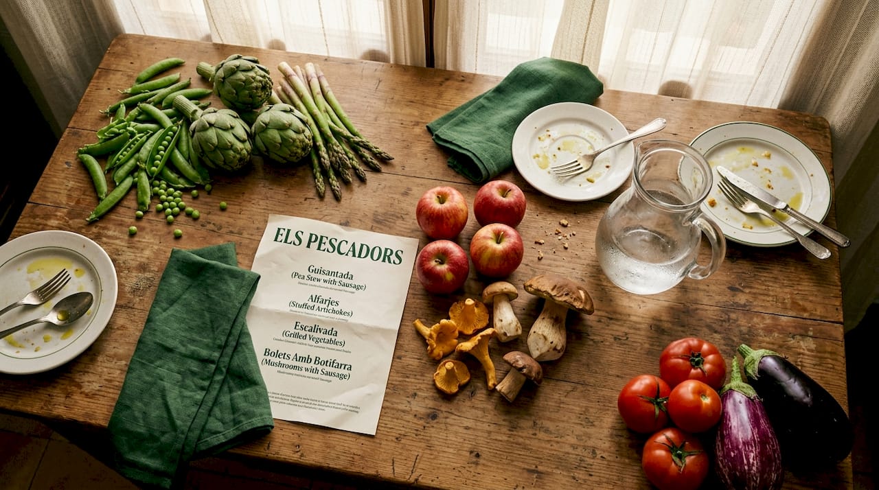 Table with Catalan seasonal ingredients