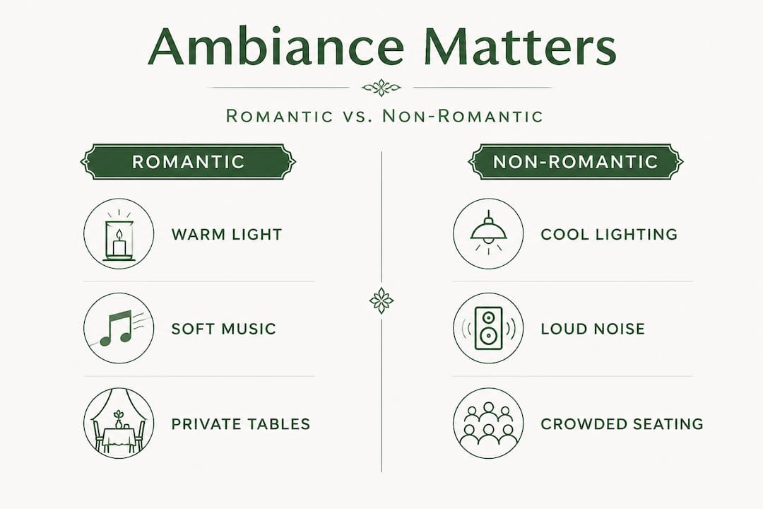 Infographic comparing romantic and non-romantic ambiance