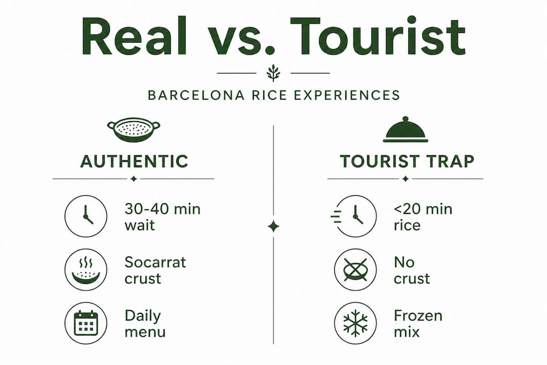 Infographic comparing authentic and tourist rice experiences