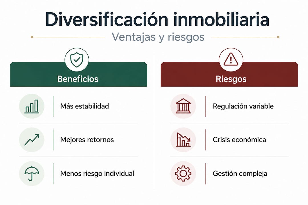 Infografía que muestra de forma clara las ventajas y posibles inconvenientes de apostar por la diversificación