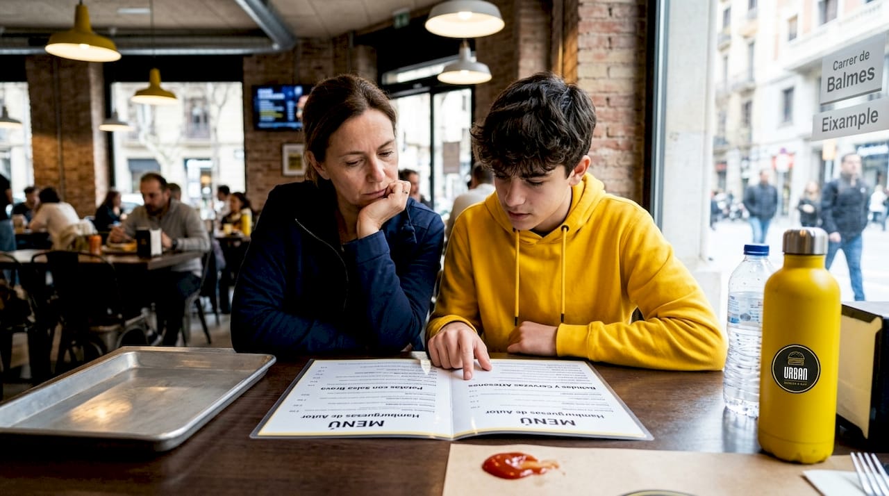 Una madre y su hijo deciden juntos qué combo familiar pedir.