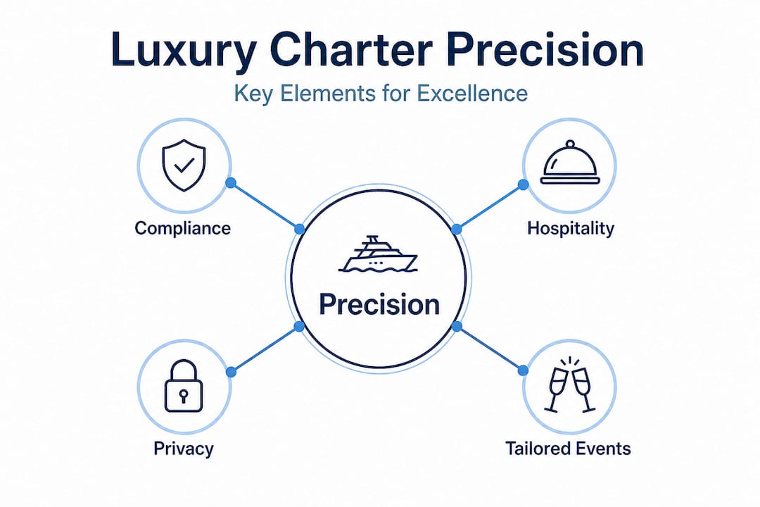 Infographic showing luxury yacht charter precision essentials