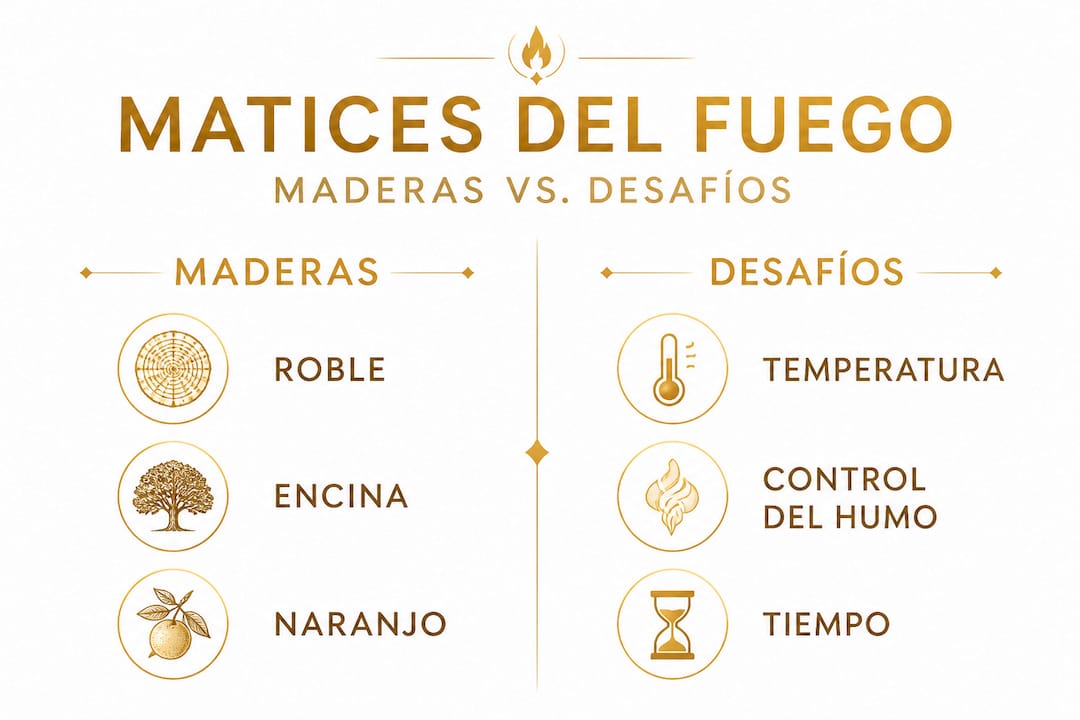 Infografía sobre las principales maderas y los retos que presenta cada una