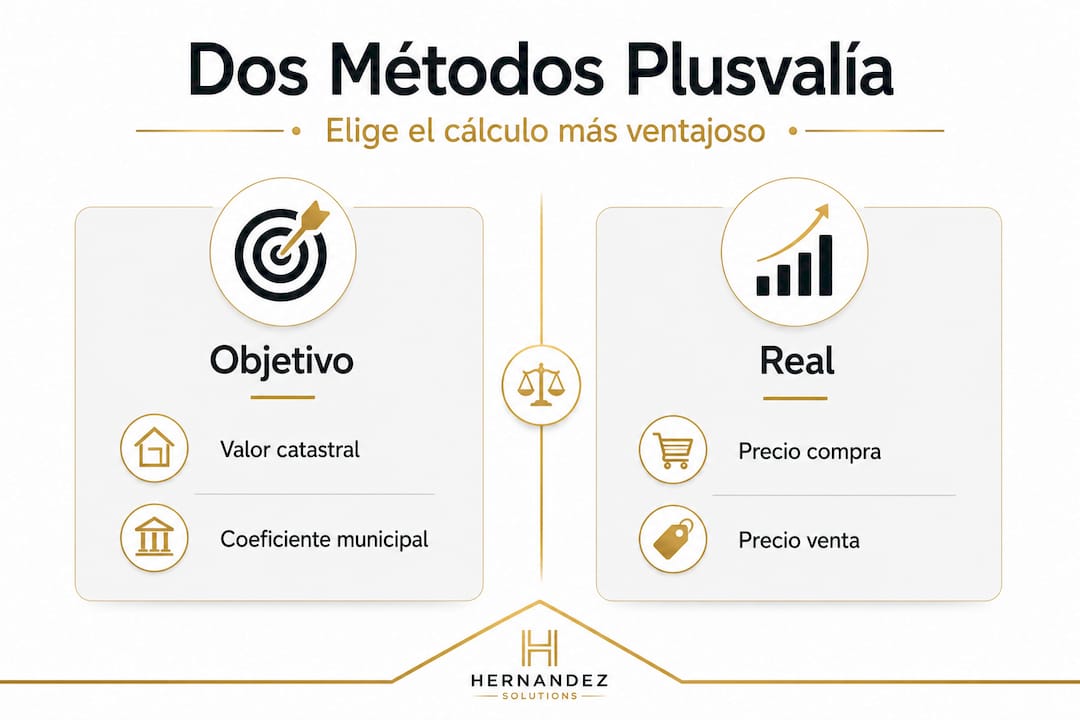 Infografía: diferencias clave entre los métodos para calcular la plusvalía municipal