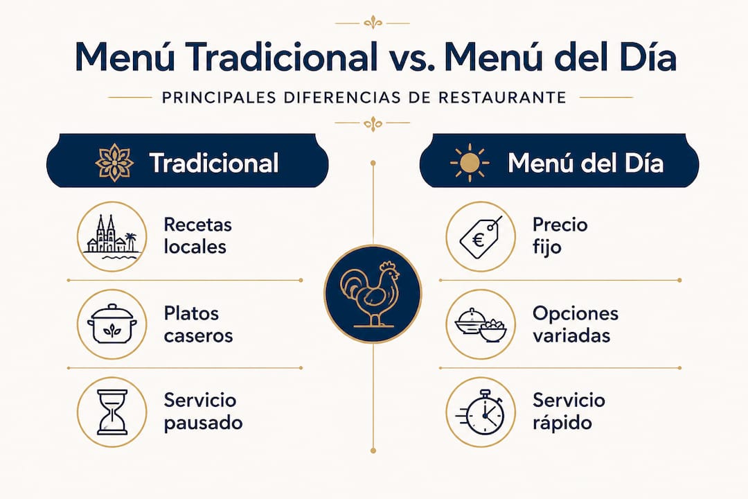Infografía: diferencias entre la carta tradicional y el menú del día