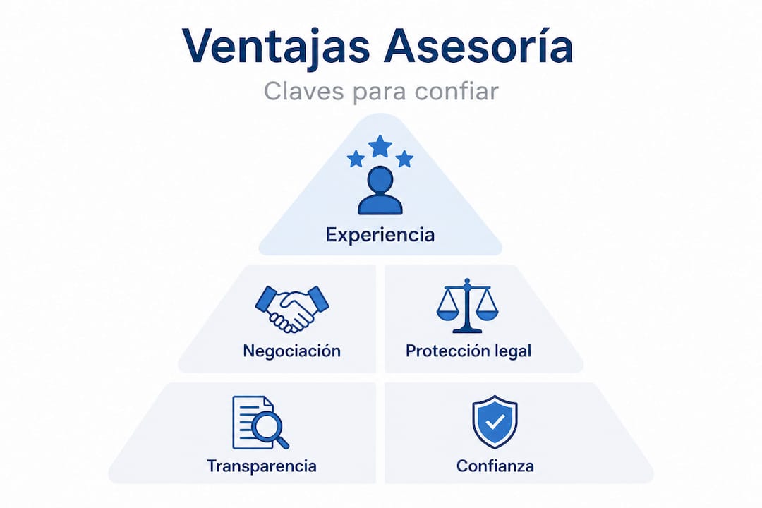 Infografía: las ventajas de contar con el apoyo de una asesoría inmobiliaria, explicadas en una pirámide