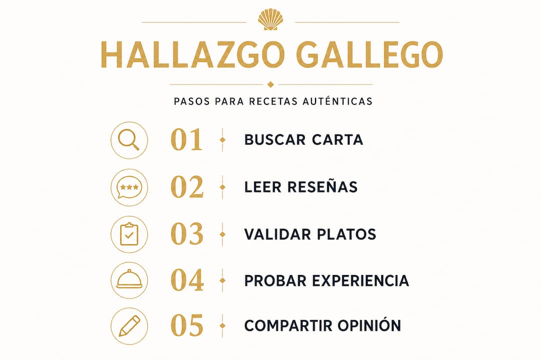 Infografía con los pasos esenciales para adentrarte en las recetas gallegas más auténticas
