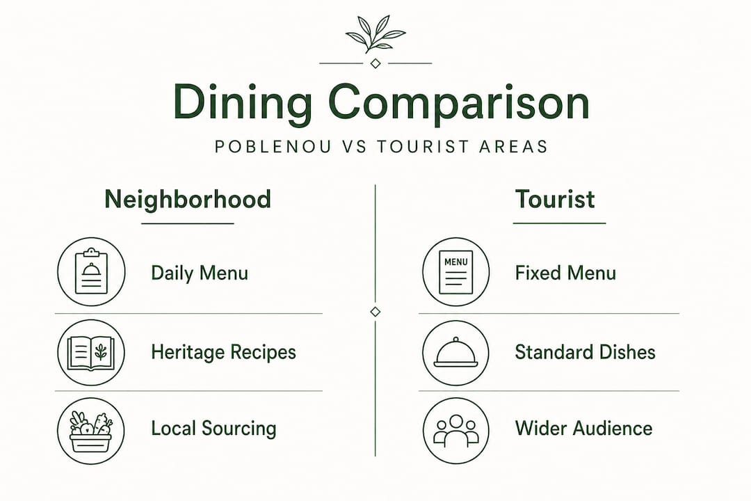 Infographic contrasts neighborhood and tourist restaurants