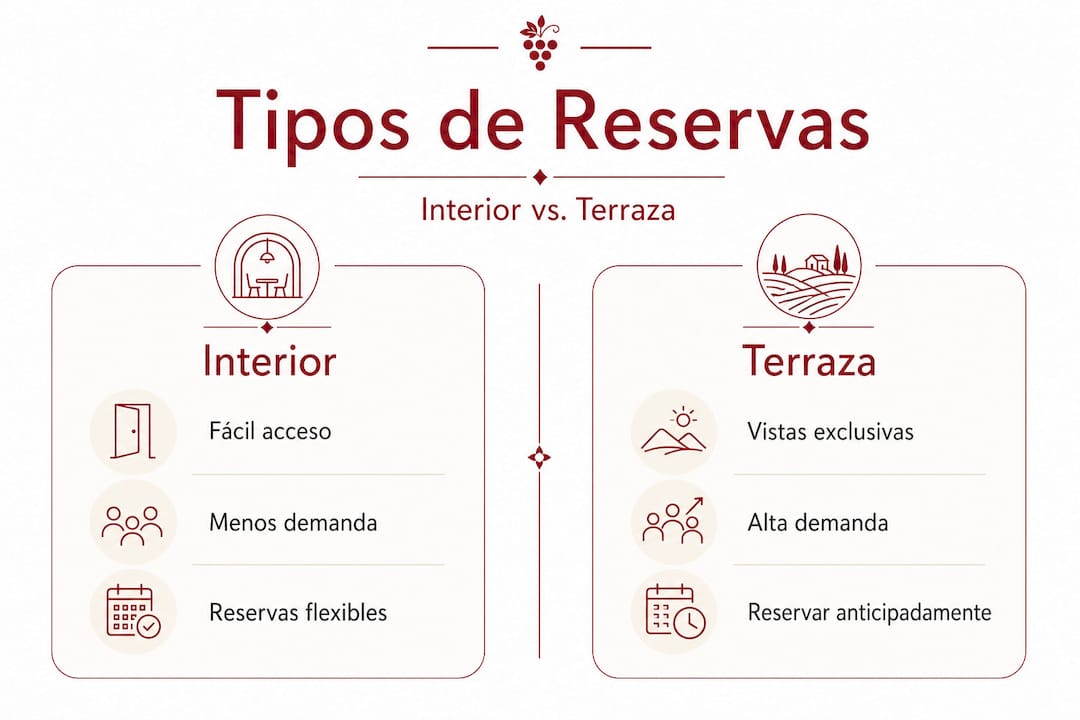 Infografía: diferencias entre reservar mesa en el interior o en la terraza