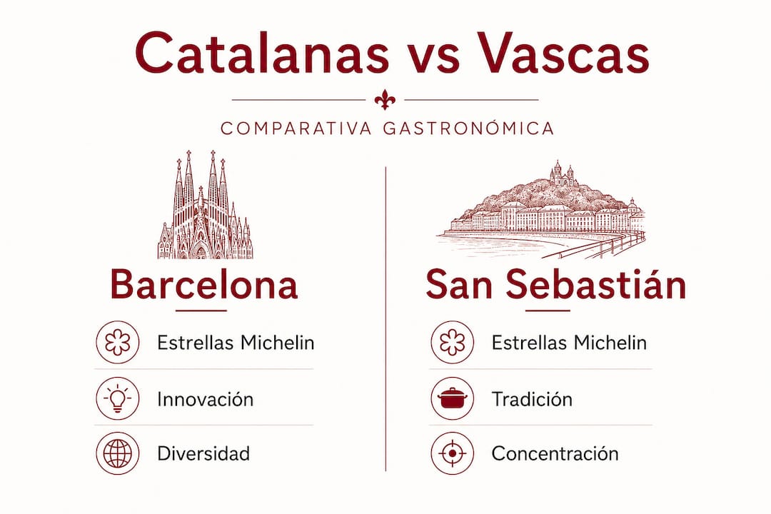 Infografía comparativa sobre la gastronomía de Barcelona y San Sebastián