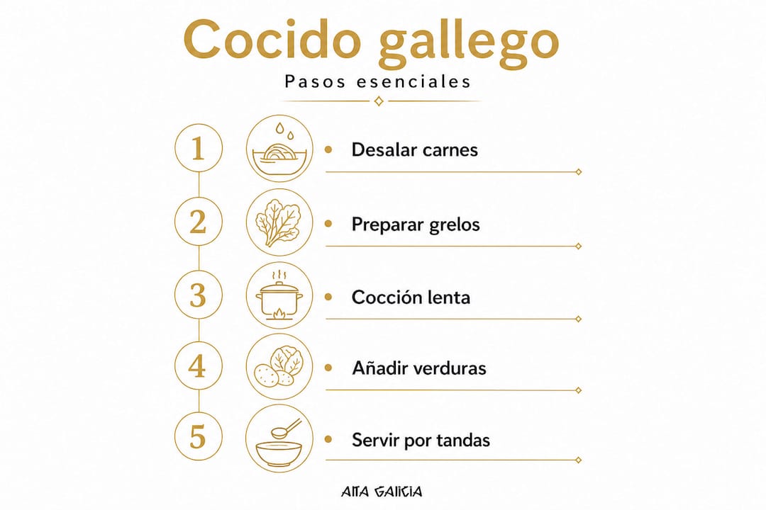 Infografía: pasos clave para preparar un cocido gallego