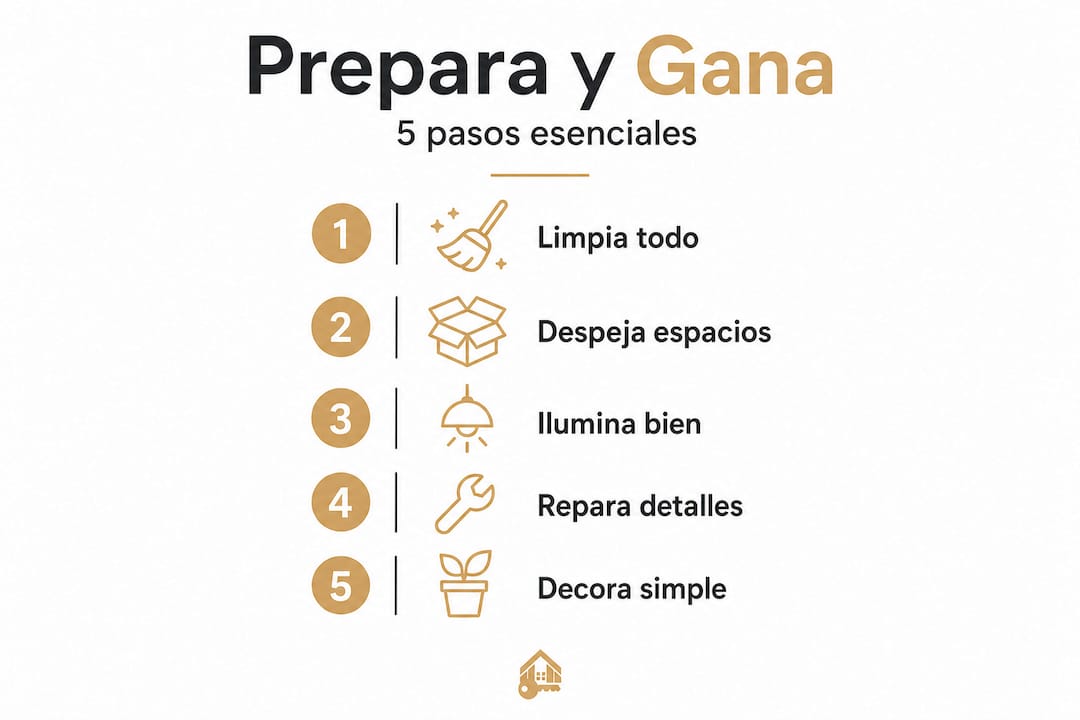 Infografía con los cinco pasos clave para dejar tu casa lista