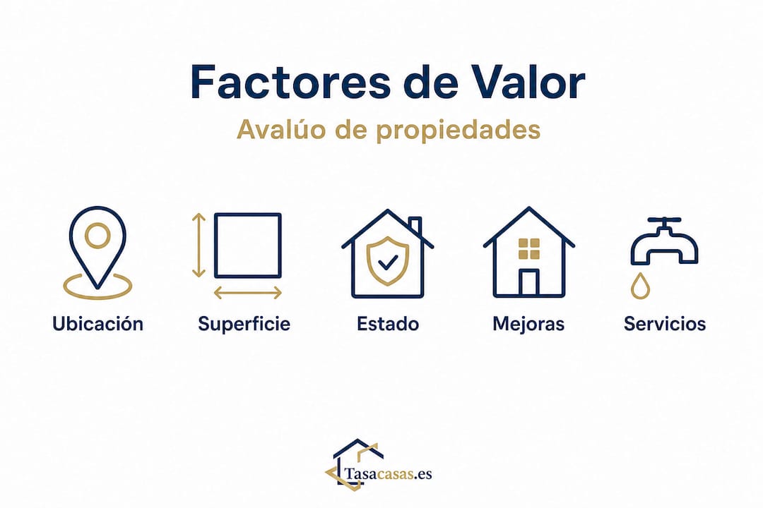 Esquema visual de los principales factores que influyen en la valoración