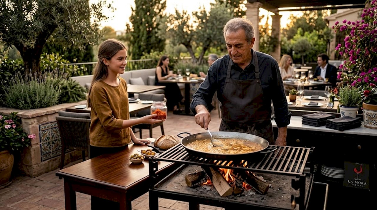 Cómo se cocina la auténtica paella valenciana sobre fuego de leña, disfrutando del aire libre.