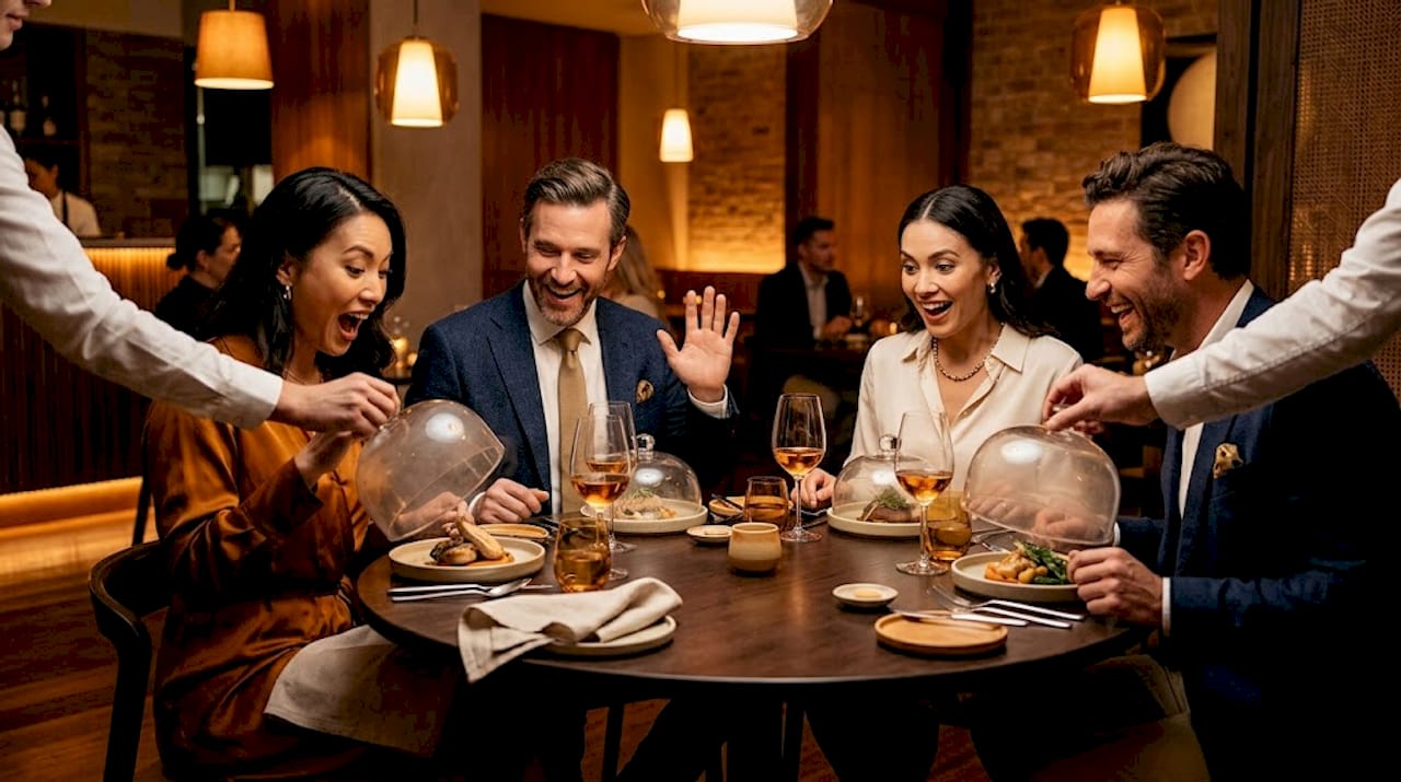 Comensales disfrutando de platos que despiertan todos los sentidos en el restaurante