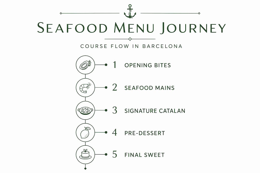 Infographic showing seafood tasting menu course flow
