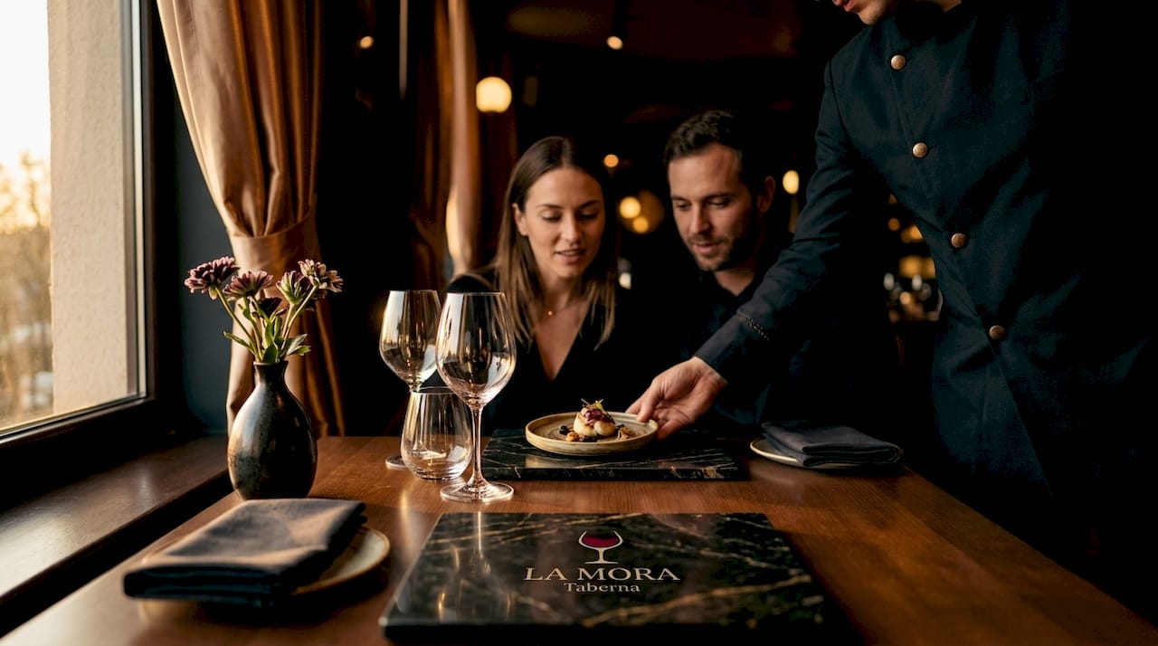 Selección de bocados gourmet presentada en una cena íntima para dos