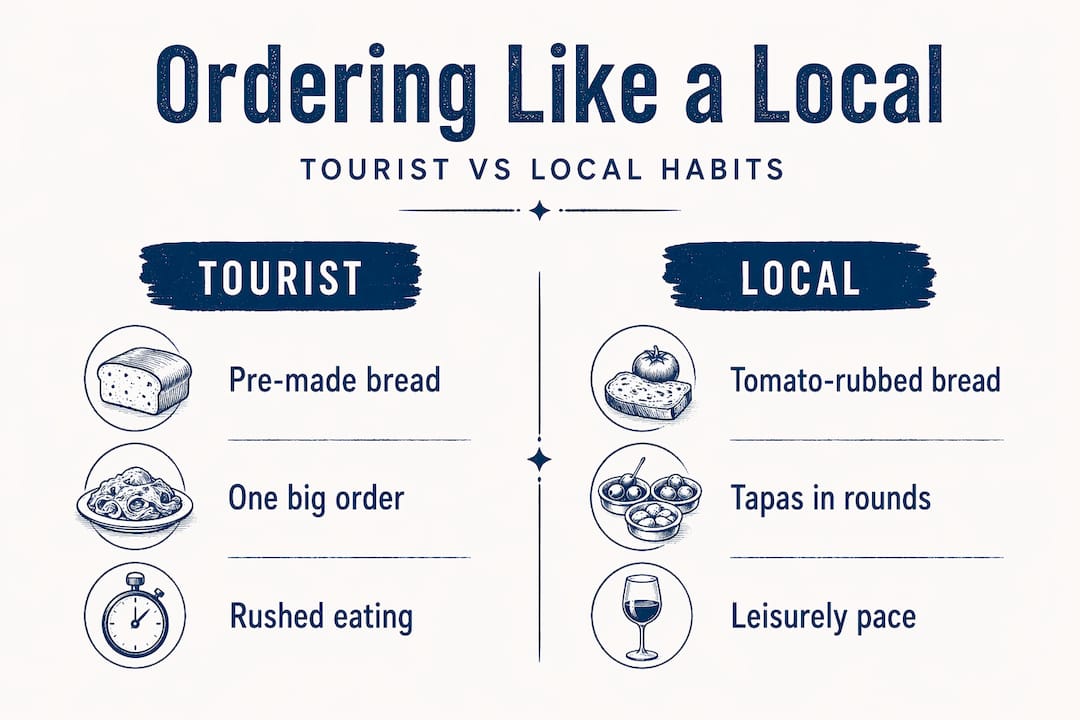 Infographic comparing tourist and local dining habits
