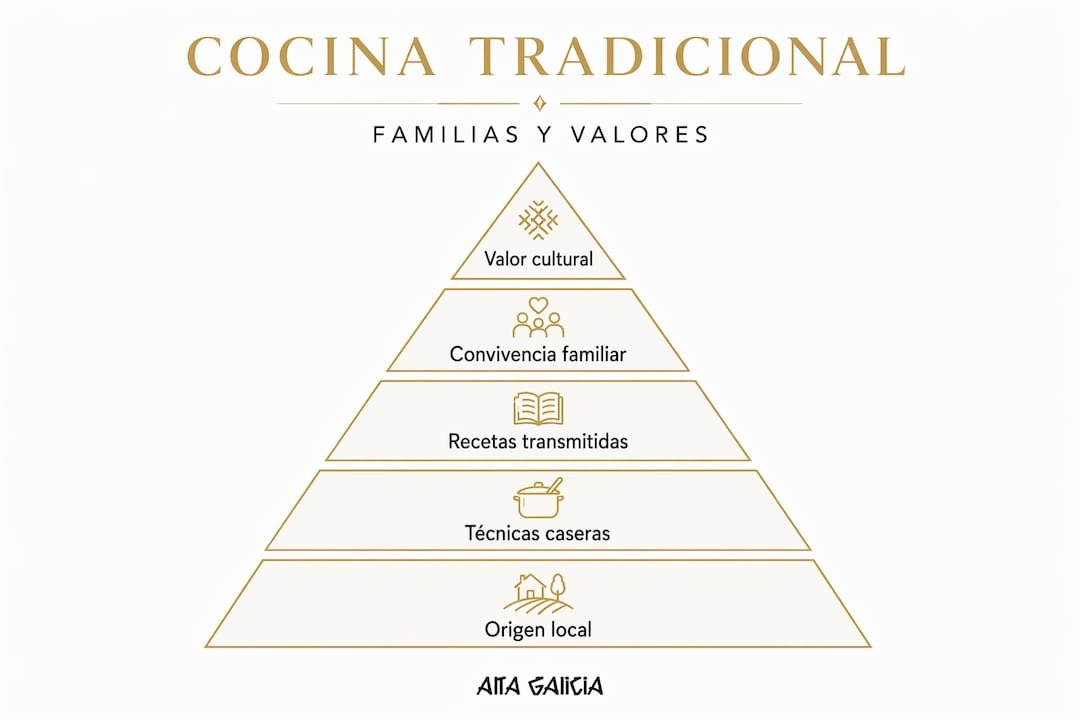 Infografía sobre la jerarquía de valores en la cocina familiar