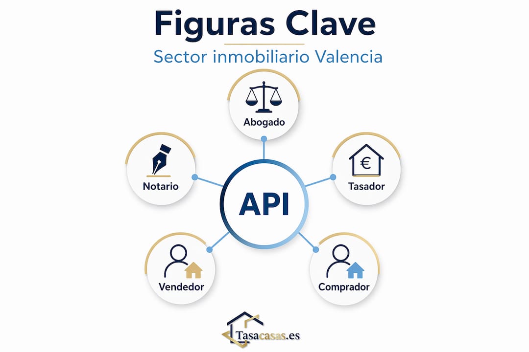Infografía que muestra la estructura jerárquica de las principales figuras del sector inmobiliario