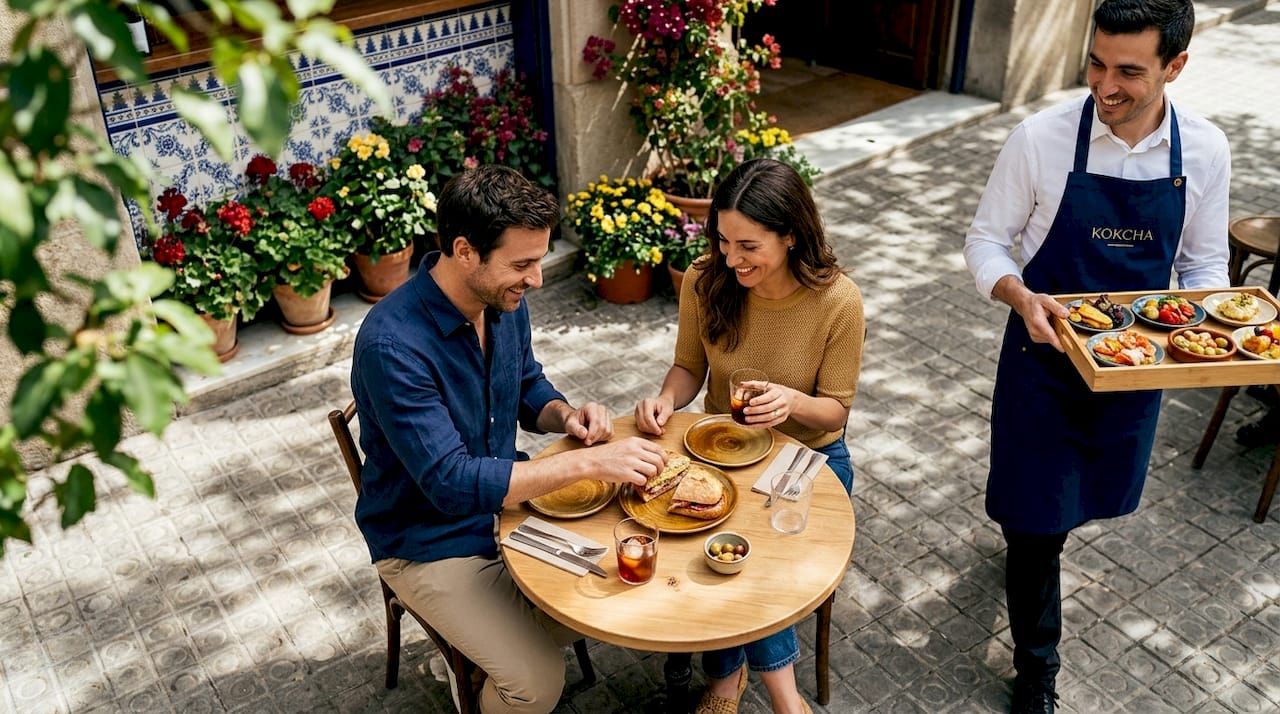Locals enjoying clotxa sandwich and vermut