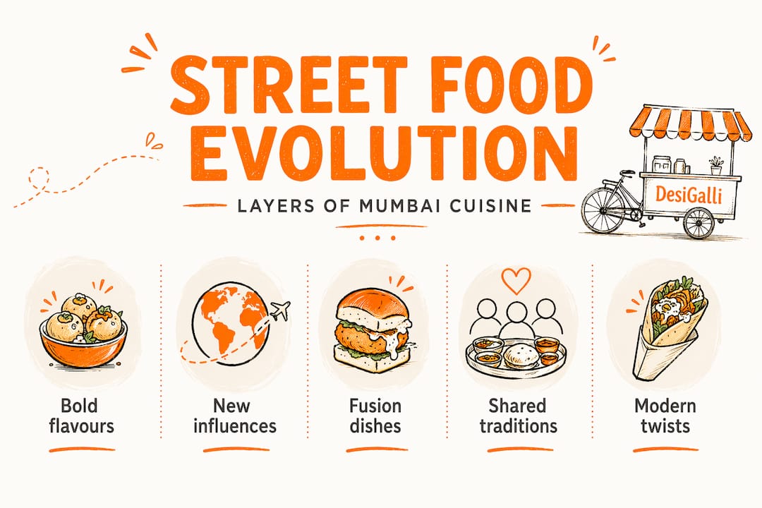 Infographic showing evolution of Mumbai street food