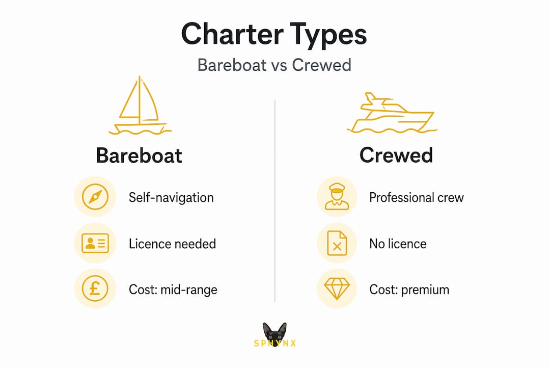 Infographic comparing yacht charter types