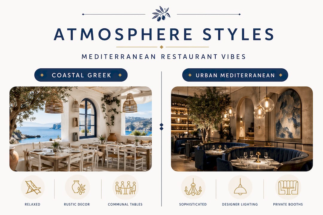 Infographic comparing Mediterranean restaurant atmospheres