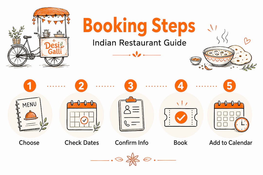 Infographic of booking steps for Indian restaurant
