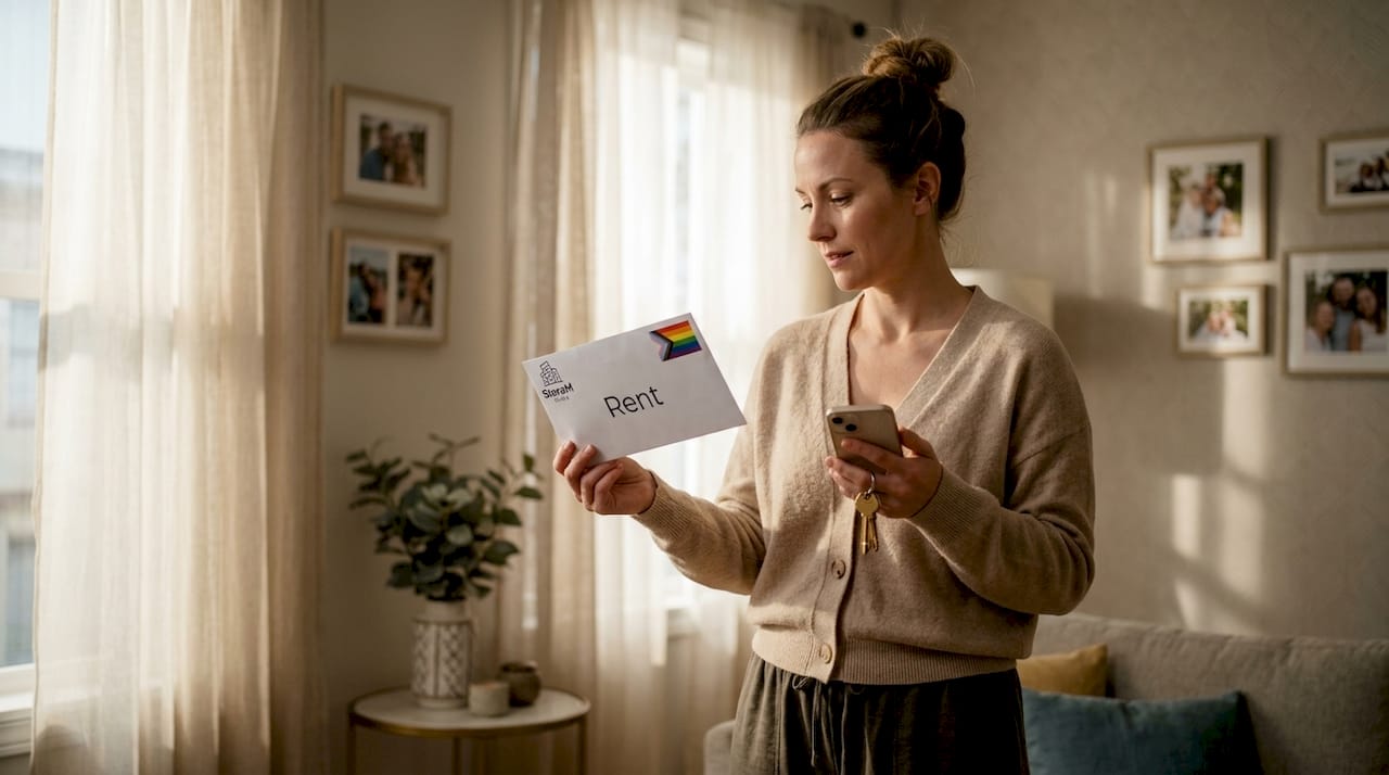 Rental property owner collecting monthly rent