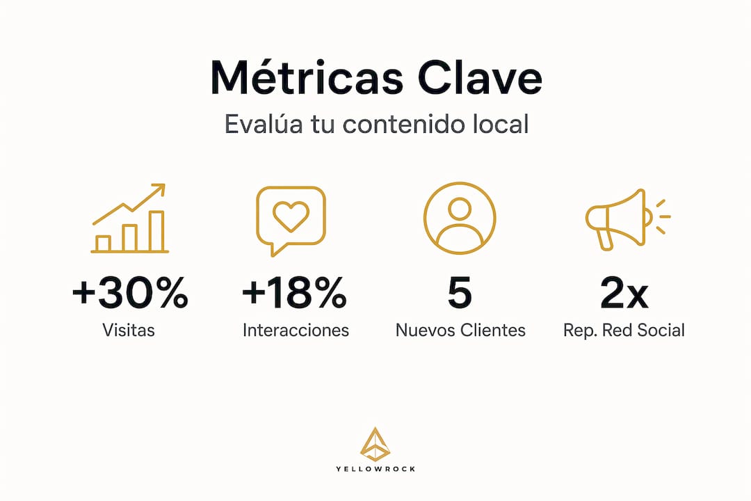 Infografía con los indicadores más relevantes para medir el rendimiento del contenido local
