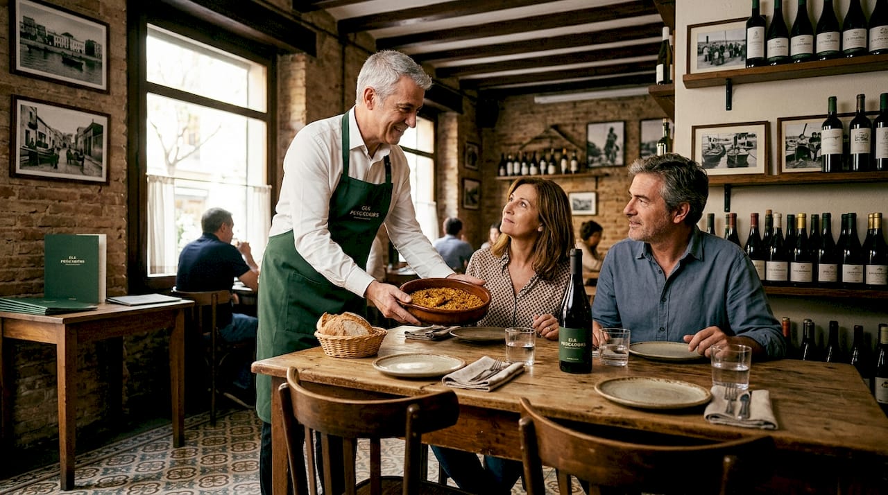 Traditional Poblenou restaurant interior with guests dining