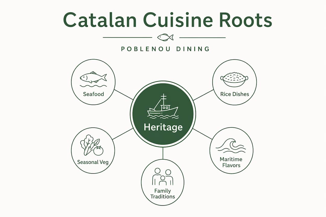 Infographic highlighting roots of Catalan cuisine in Poblenou